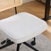 Vintage Rattan Office Chair with Wheels - Adjustable Swivel Desk Chair with Chenille Fabric Seat & Wooden Frame for Home Office, Living Room (Ivory)