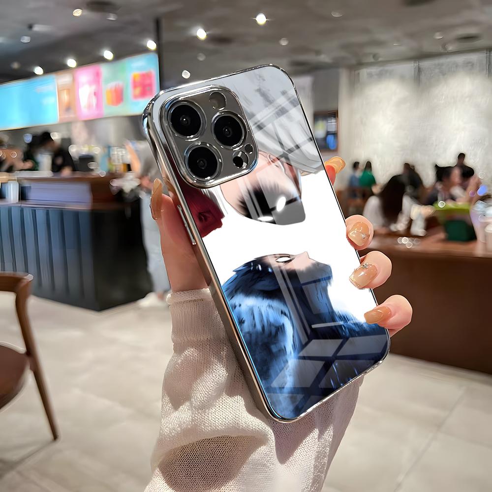 One-Punch Man Phone Case For IPhone 17 Pro Max 15 Pro 16 14 Plus 12 13 Mini 11 Pro Shockproof Electroplated Glass Cover
