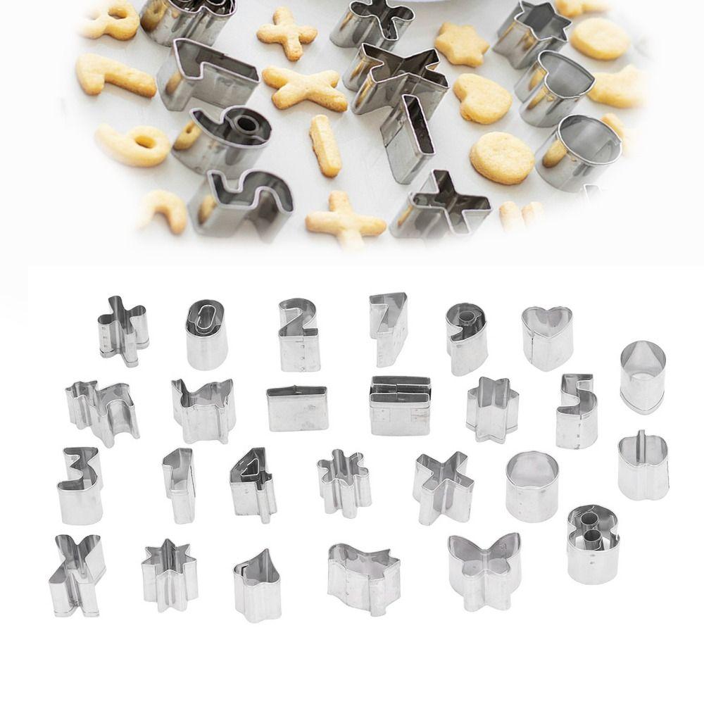 26pcs Digital Geometry Baking Mold Stainless Steel Number Pattern Mould Polymer Clay Craft