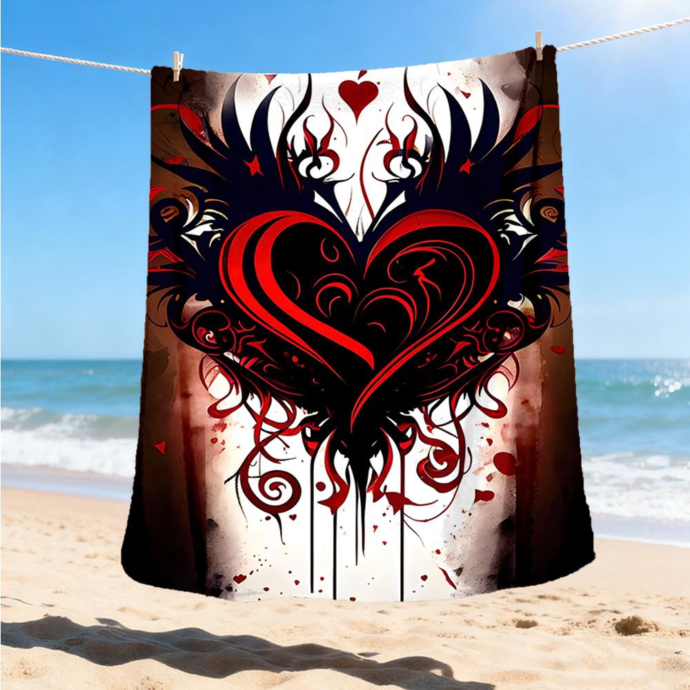 1pc Heart Design Outdoor Flannel Blanket Soft All Season Polyester Throw , Perfect for Picnics & Travel , Picnic Accessory