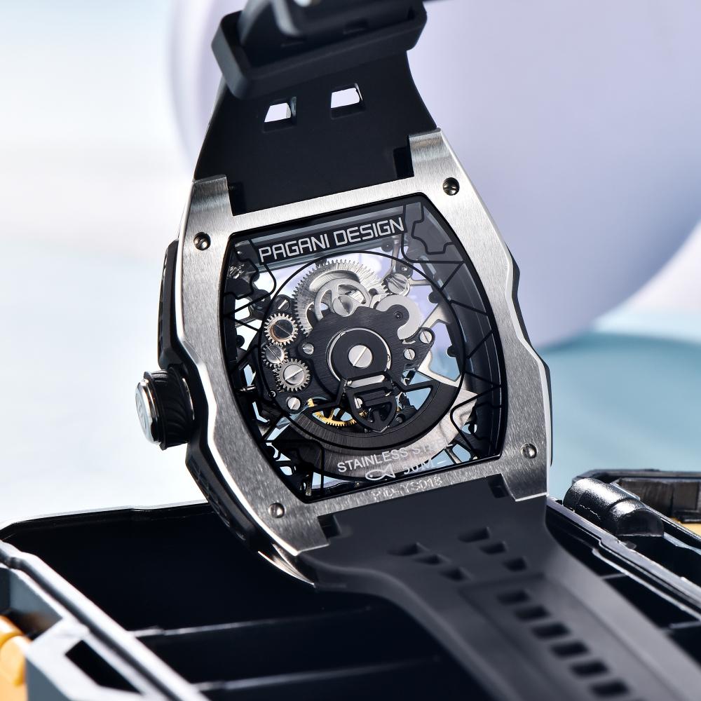 PAGANI DESIGN 42MM New Alien Hollow Back Transparent Movement Luxury Men Watch Sapphire Glass Automatic Men Watches For Men
