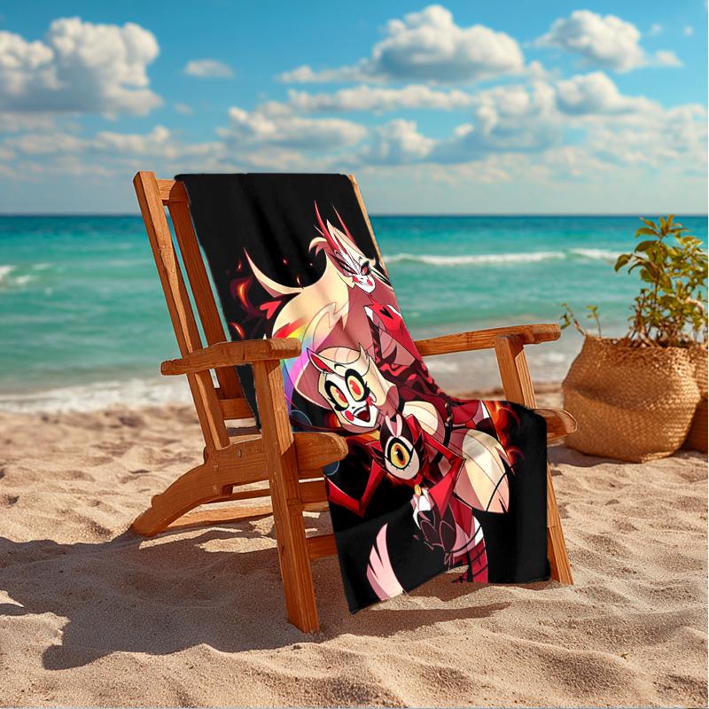 Vibrant Devilish Hazbin Beach Towel Microfiber Beach Towel, Lightweight and Quick-Dry, for Summer Travel, Swimming Pool Fan Birthday Gift