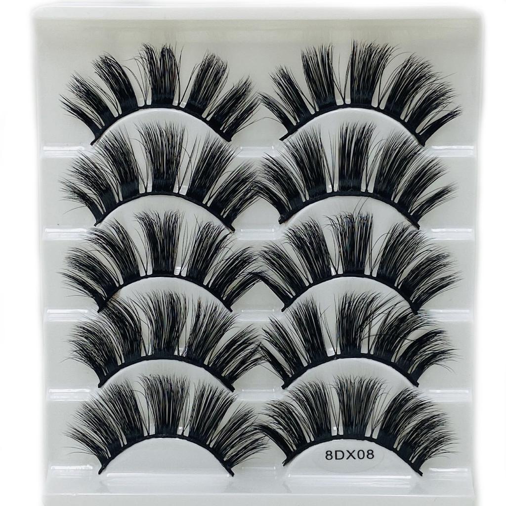 Beauty Eye Makeup Tools Criss-cross Thick Long False Eyelashes Wispies Fluffies 8D Mink Hair