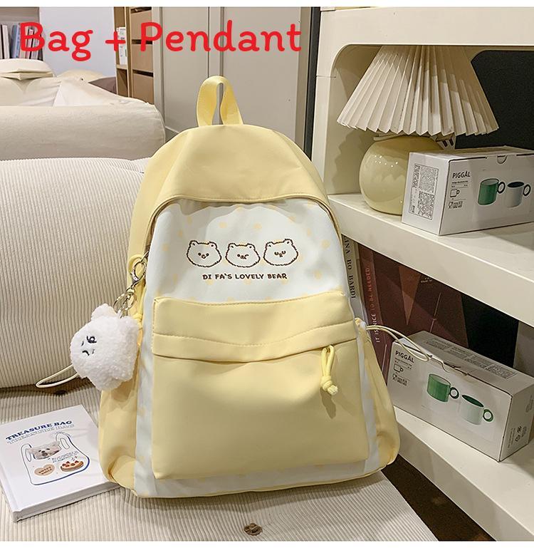 Girls Large Capacity Color Block Student Backpack With Nylon And Ergonomic Straps