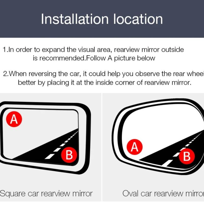 2/4/6Pcs Round Frame Convex Blind Spot Mirror Safety Driving Wide-angle 360 Degree Adjustable Clear Rearview Mirror Car Accessories