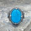 Türkiser Stein Herrenring, handgefertigter individueller Design-Herrenring, Edelstein-Herrenring, Geschenk für Männer