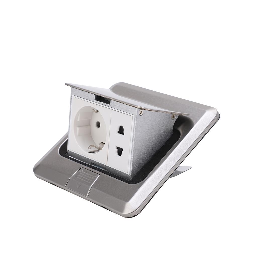 Floor Socket Waterproof 16A 2 Port Sealing Simple Feel Use Safety Durable Silver Bounce Floor Socket 250V