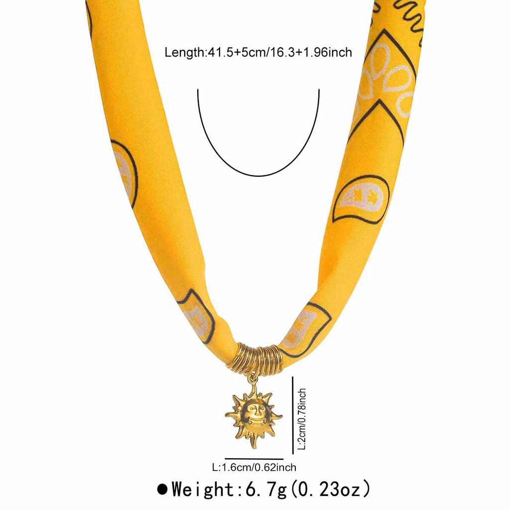 ZN0111 Ocean Wind Niche Design Sense 11K Gold Stainless Steel Pendant High Sense Color Silk Scarf Necklace