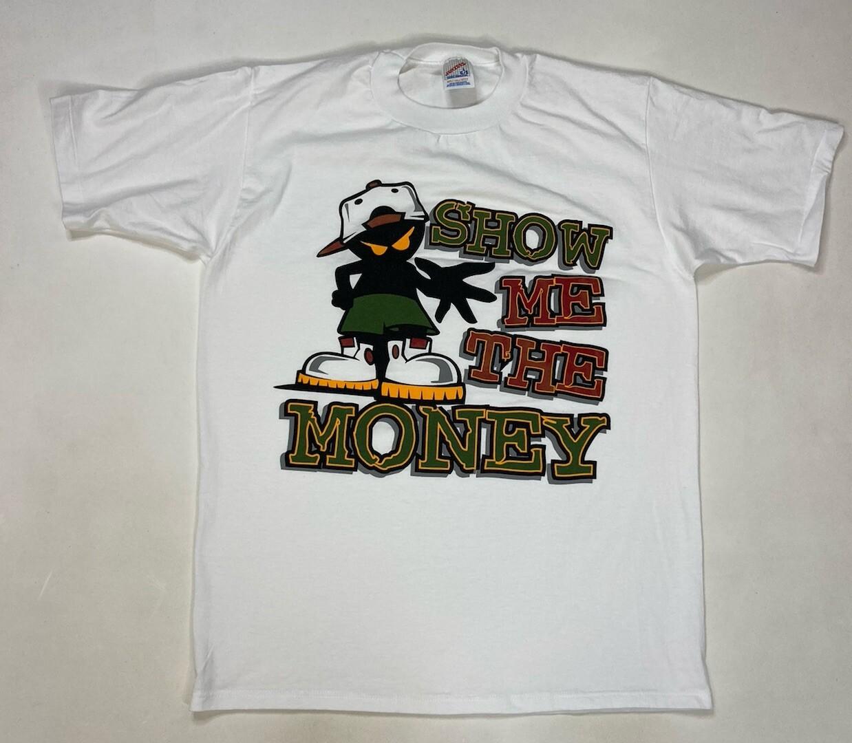 VINTAGE Show Me the Money Graphic T-shirt Men Large White 90s Single Stitch XXXL