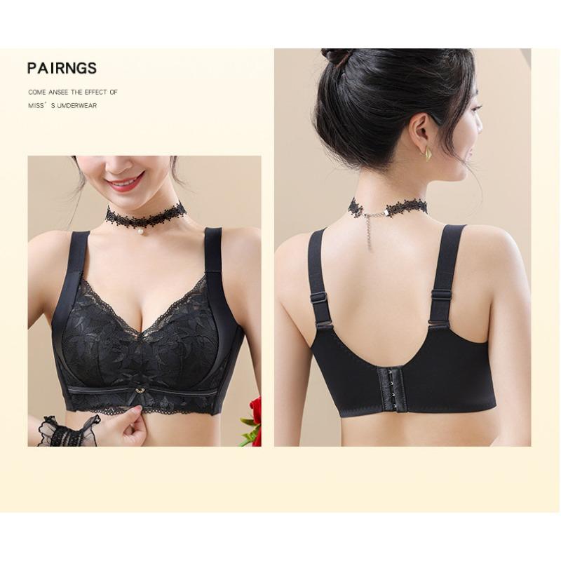 Women Wireless Lace Push Up Bra For Small Chest Anti Sagging Side Support Shaping