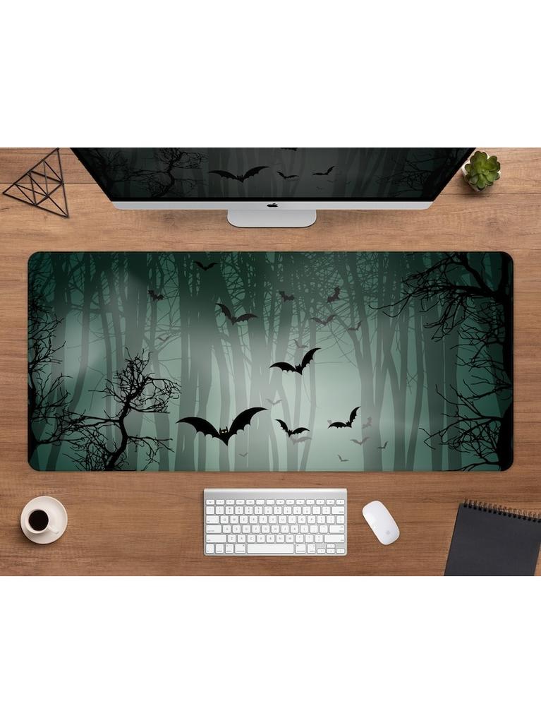 Goth Desk Mat Forest Mousepad Dark Bats Moonlight Gothic AestheticsCute Green Witch Xxl Gaming Deskmats Mouse Pads Mouse Mat