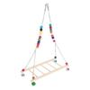 Bird Natural Wooden Chicken Swing Ladder Stand Toys Colourful Beads Chewing Biting Playing