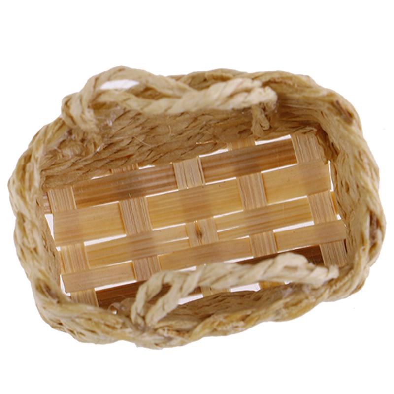 Accesorii miniaturale pentru casă de păpuși, cadru din ratan, coș de legume țesut manual, 1/12