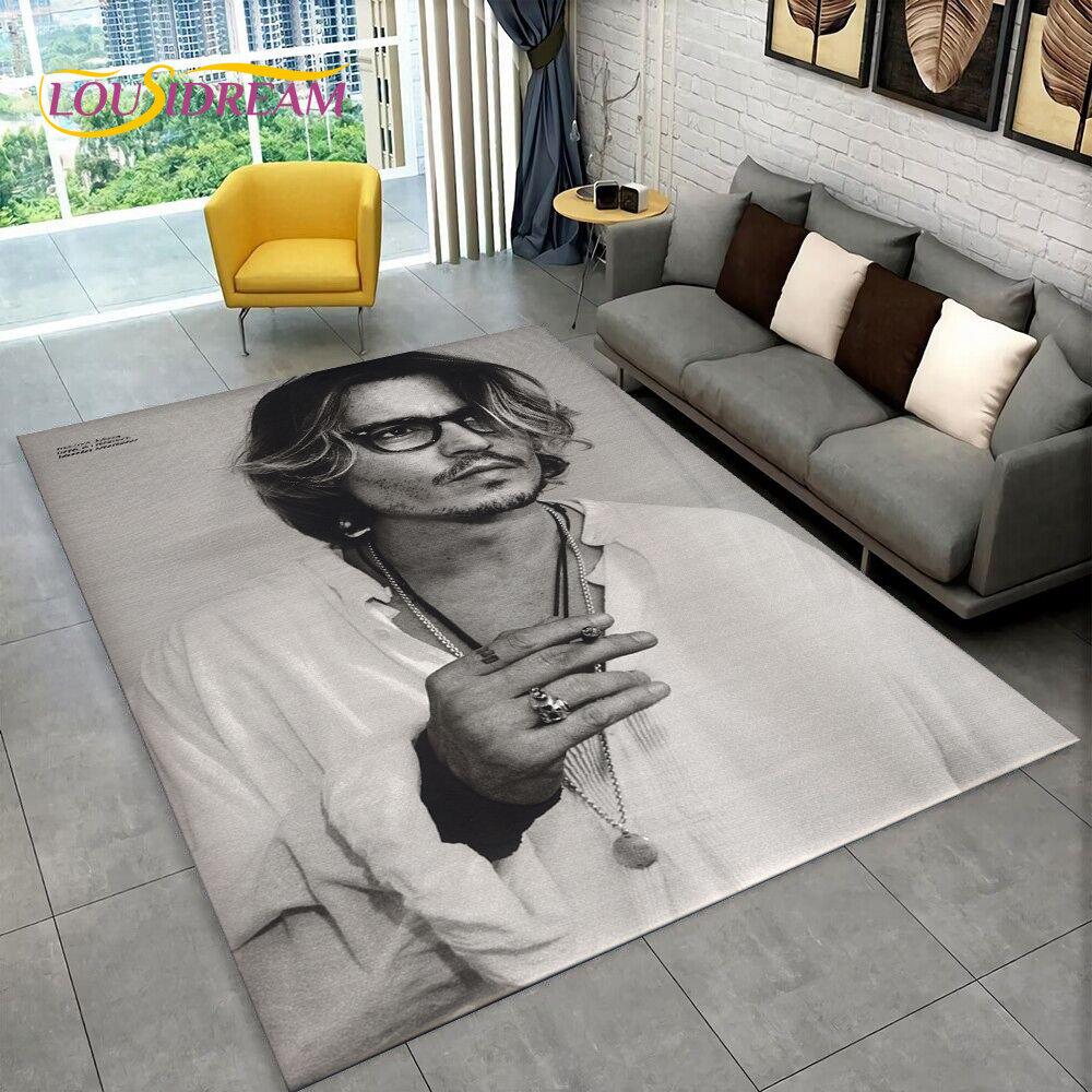 3D Printing Johnny Depp Series Area Rug,Carpet Rug for Home Living Room Bedroom Sofa Doormat Kitchen Decor,Non-slip Floor Mat HD