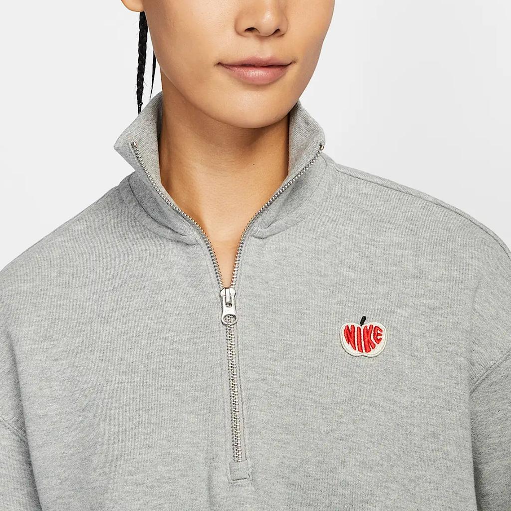 Nike Sportbekleidung Phoenix Fleece Stehkragen Bequemes Sport-Kurzarm-Halb-Zip-Sweatshirt Damen-Sweatshirt Dunkelgrau HV8731063