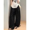 Polka Dot Linen Pants for Women 2026 Summer Thin Style Plus-Size High-Waisted Loose Slimming Wide-Leg Casual Pants
