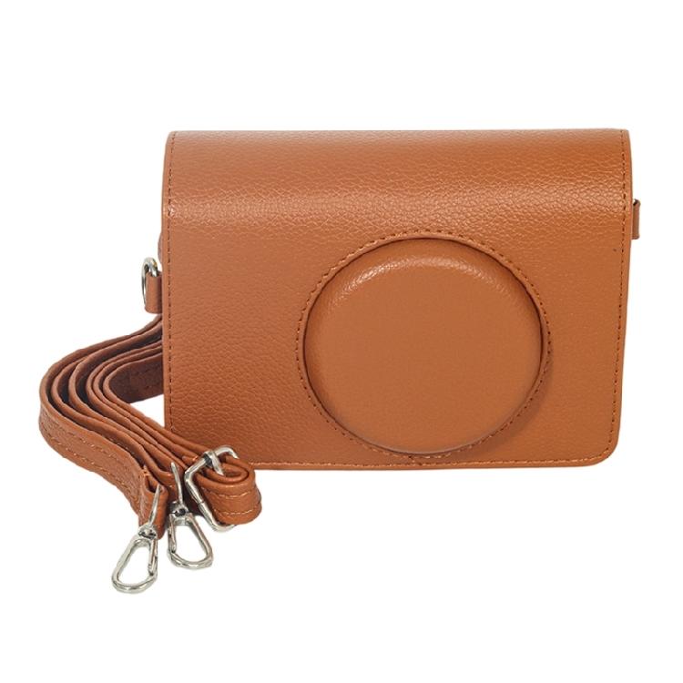 

Solid Color Carrying Case with Adjustable Shoulder PU Leather Case for MS200 Camera Bag коричневий