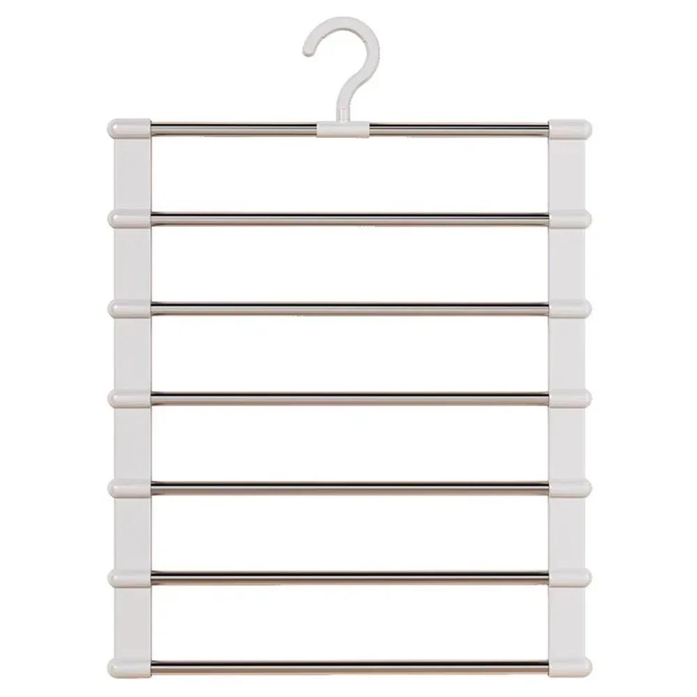 Multi Functional Pants Rack, Cloud Ladder Hanging, Folding Pants Rack, Pants Clip, Multi-layer Seamless Storage белый