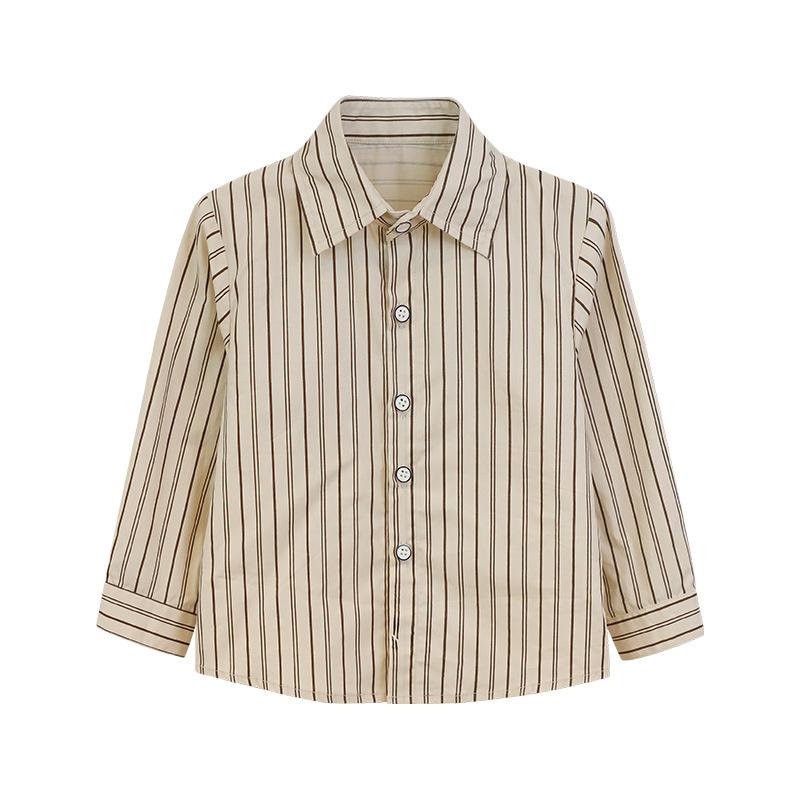 

Рубашка для мальчиков с длинным/коротким рукавом, весенне-летняя полосатая формальная блузка для детей, школьная одежда, модная с острым воротником, повседневная одежда, хлопковая детская блузка 150cm