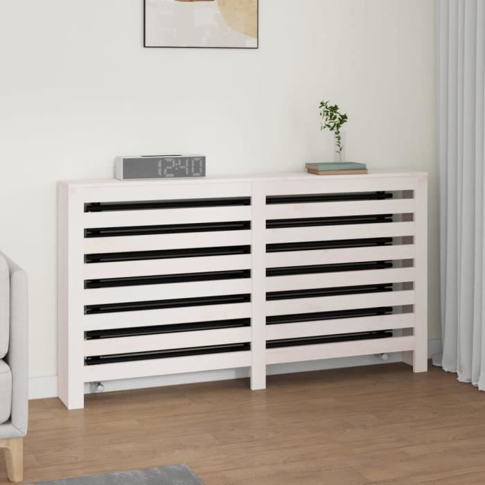 822602 vidaXL Radiator Cover White 153x19x84 Cm Solid Pine Wood