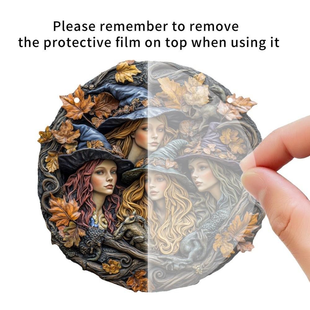 Gothic Witch Door Window Hanging Pendant 2D Flat Magical Home Door Decoration Acrylic Medal Halloween Decoration Holiday Gift