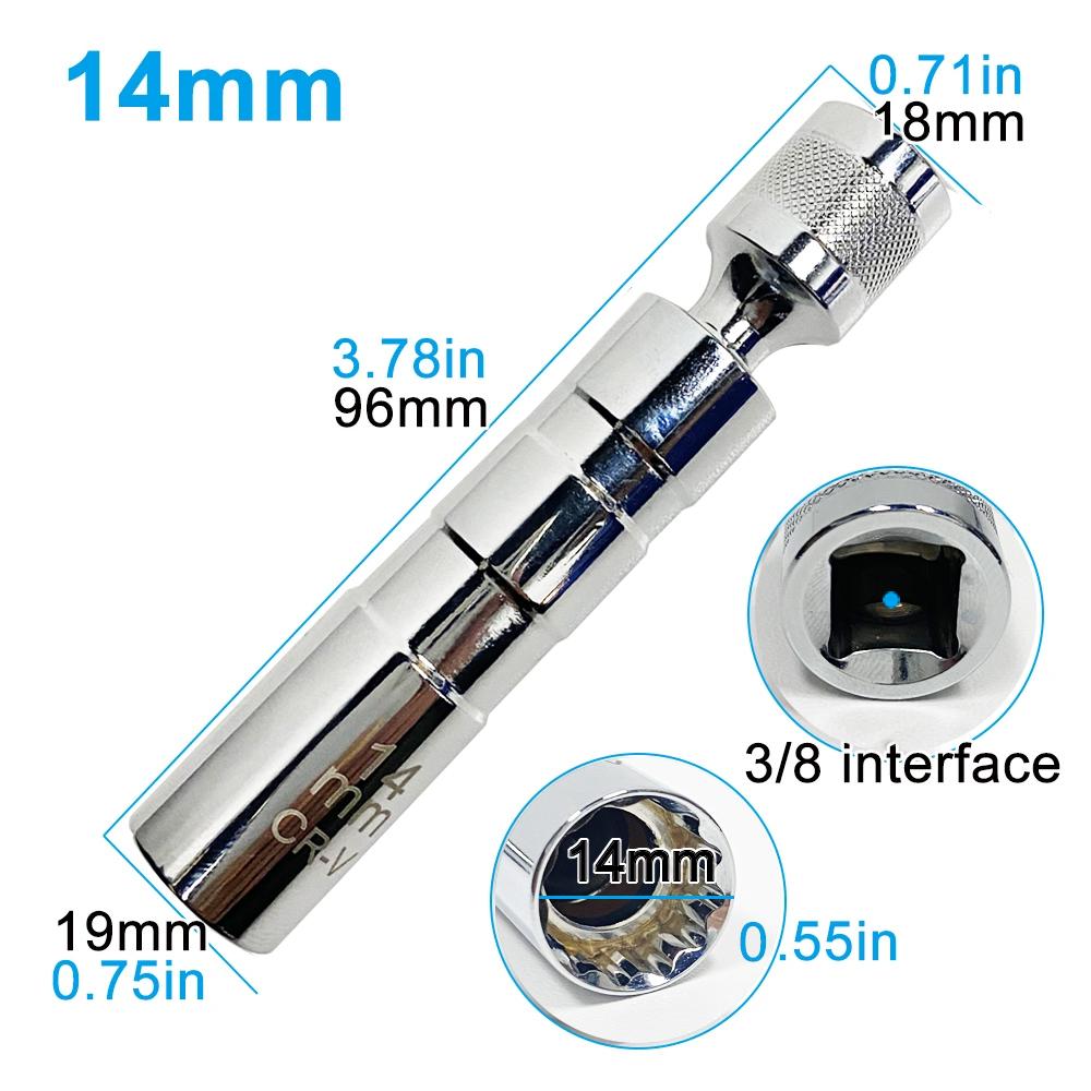 Manșon magnetic universal pentru bujii, cu perete subțire, articulație universală 14/16mm, instrument auto de reparare pentru demontarea bujiilor