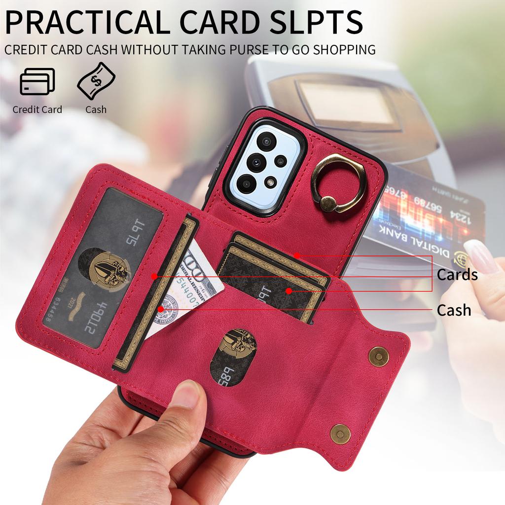 For Samsung Galaxy A23 (4G),Samsung Galaxy A23 5G Ring Bracket Card Holder Slots Cover Phone Case