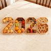 Set de 4 Bucăți 2026 Cutii Numere Umplabile Plăci din Lemn pentru Charcuterie Tavă Reutilizabile pentru Servire Boluri pentru Fructe Farfurii pentru Cupcake Decoratiune Petrecere