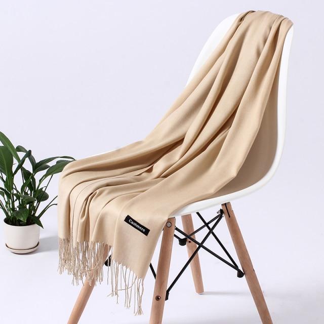 Frauen Feste Schal Kaschmir Gefühl Pashmina Schals Quaste Hijab Kopf Wraps Femme Dünne Frühling Winter Schals Foulard Bufanda