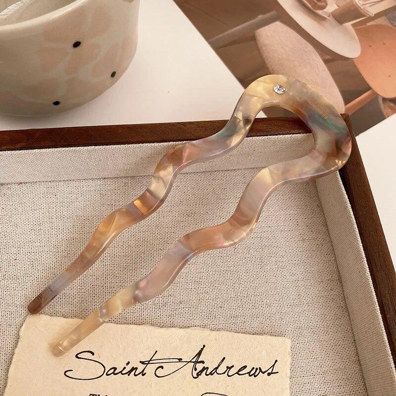 

Изысканные ацетатные палочки для волос для женщин, элегантные U-образные палочки для еды, заколки для волос, заколки для волос, свадебная прическа для девочек, аксессуары для волос