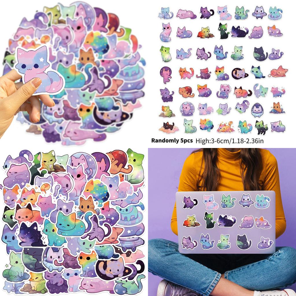 Bunte Sternenhimmel Katze Graffiti Aufkleber Deko Für Gitarre Notizbuch Gepäck DIY Wasserdichte Abziehbilder Großhandel