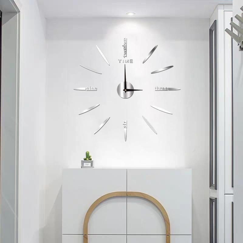 Creative Wall Clock DIY Silent Decoration Clock Without Punching, Simple Bedroom Acrylic Digital Clock Wall Sticker Clock