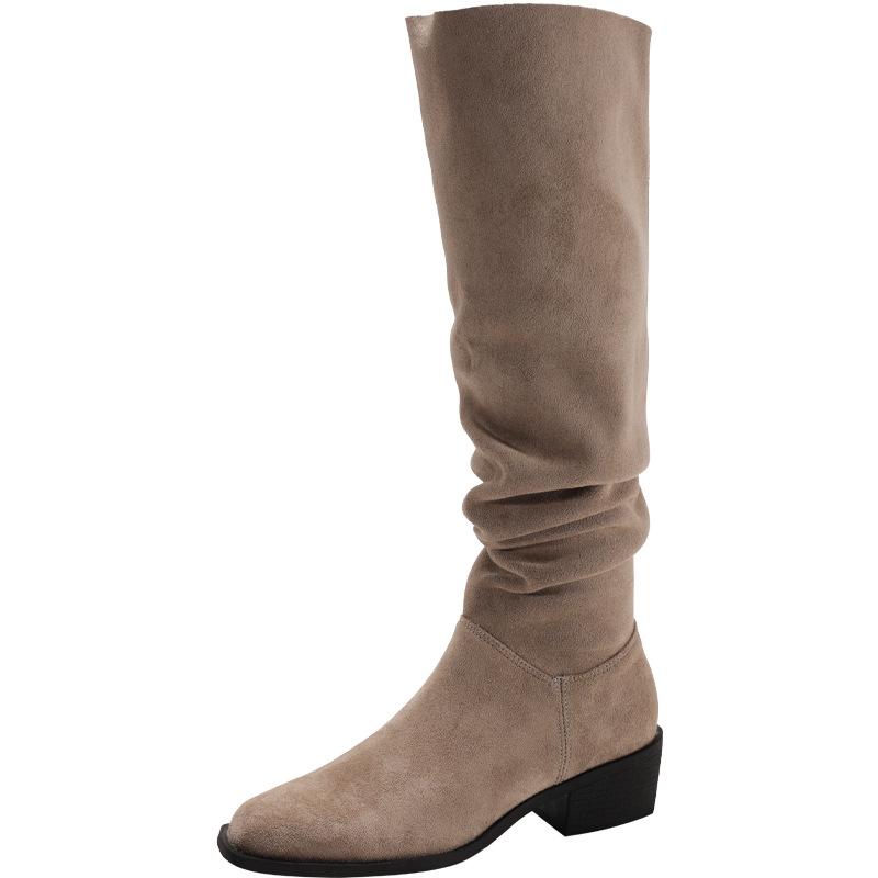 Queen Fan Black Retro Thick Heel Boots Children's Boots 2025 New Autumn Increase and Skinny Knight Boots