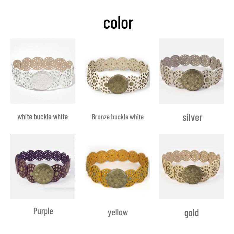 Y2K Retro Denim Women's Western Leather Belt - Versatile, Stylish, Hollow Round Design