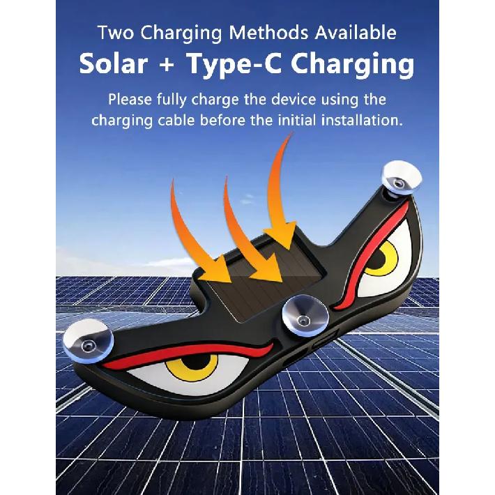 2026 Solar Power Car Demon Eye Light Cool Flashing Warning Light Dynamic Safety Vehicle Signal Lights Universal New