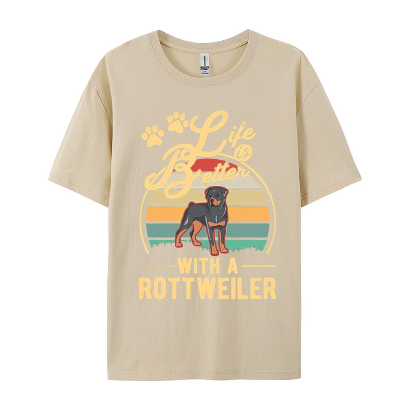 Life Is Better With A Rottweiler Tshirt Boy Funny TShirt Top TShirts Tops Shirt For Unisex On Sale Cotton T Shirt