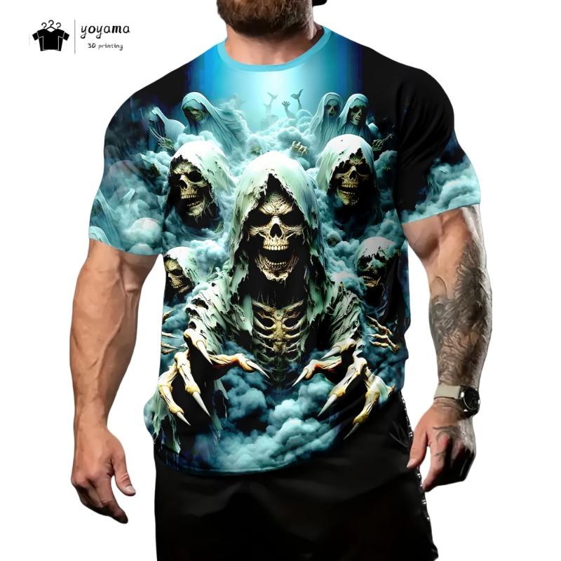3D Printed short-sleeved stylish round-neck T-shirt with a snake pattern for the summer S