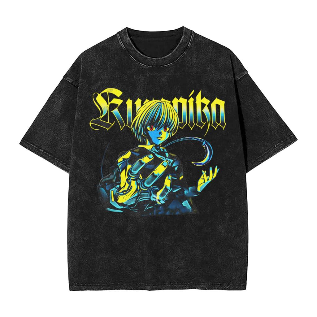 Anime Hunter X Hunter Printed Tshirt Mens and Womens Washed Tshirt High Quality Vintage Cotton Tshirt Harajuku YK Top