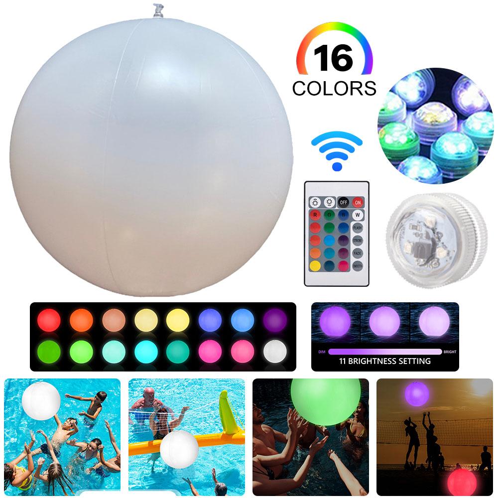 Outdoor LED Garden Ball Remote Control Inflatable Pool LED Balloon 16 Colors Luminous Bouncy Ball Beach Wedding Party Decoration