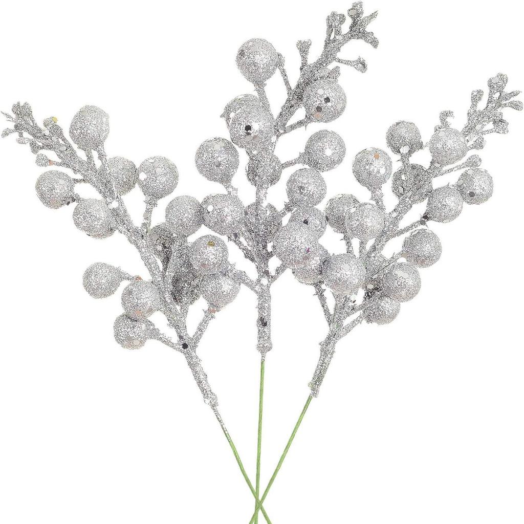 Christmas Gold Powder Fruit String Decoration: 15/7 Head Options, Multi-Color, Non-Shedding Branch Inserts for Indoor/Outdoor Trees