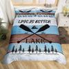Rustic Farmhouse Duvet Cover Summer Lake Bedding Set For Boys Men Twin Flip Flop Paddle Quilt Cover Vintage Wood Texture Bed Set