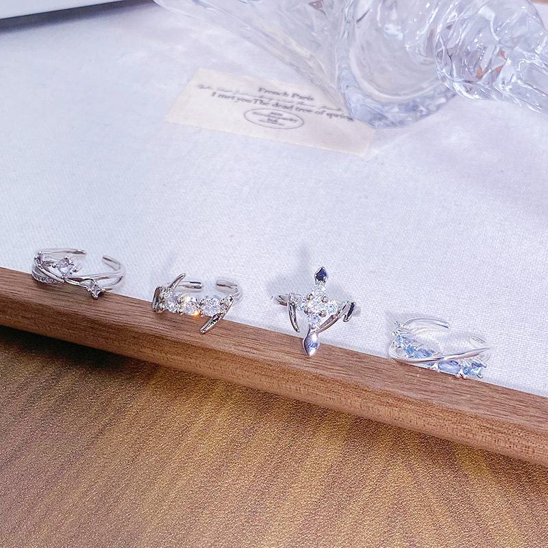 Light Luxury High-End Full Diamond Inlaid Zircon Stacked Wearing Super Flash Super Fairy Row Diamond Opening Ring Niche Design Exquisite Ring