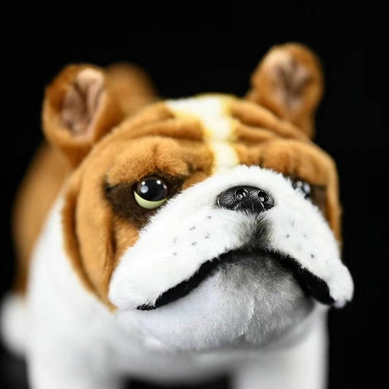 28x19cm New Bulldog Plush Toy Simulation High Fidelity Bull Terrier Plushie Dogs Lifelike Soft Stuffed Animals Doll Kawai Gift