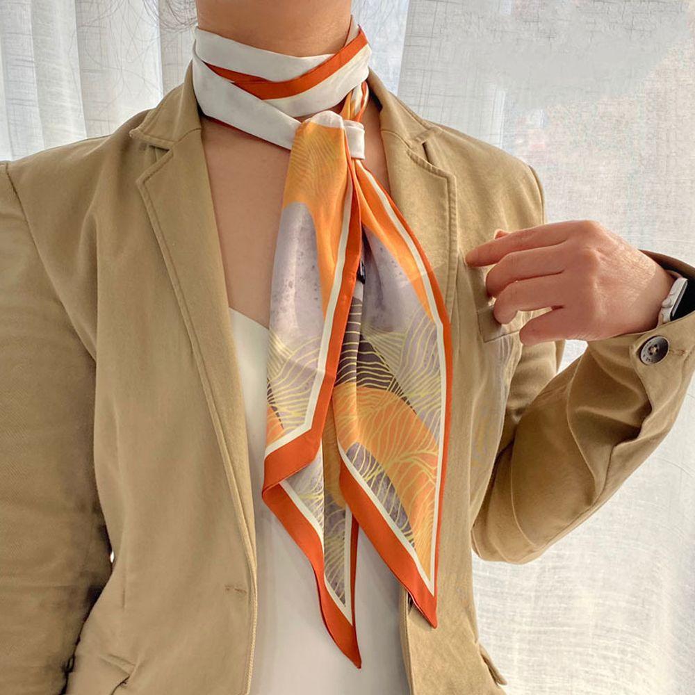 

Satin Shawls Oil Painting Pattern Silk Neck Scarf Long Strip Wraps Bohemian Scarf Scarf Headband