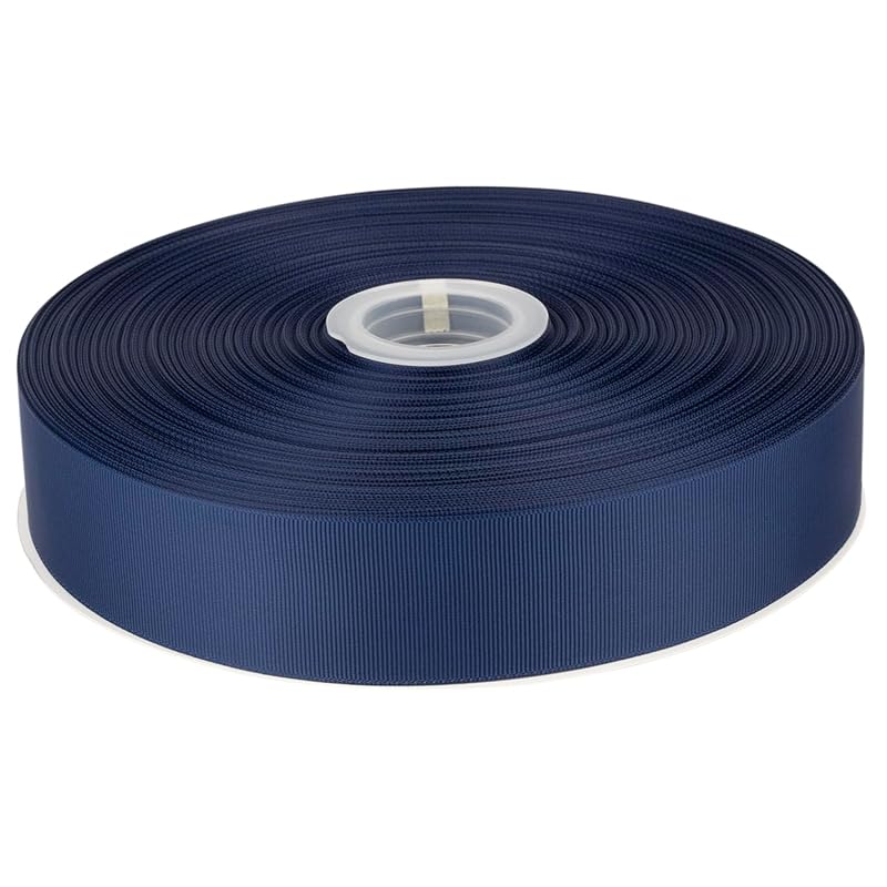 

[Tekdeere]Width 38mm solid navy grosgrain ribbon, perfect for gift wrapping, sewing, hair accessories, wedding decorations - 91m/roll