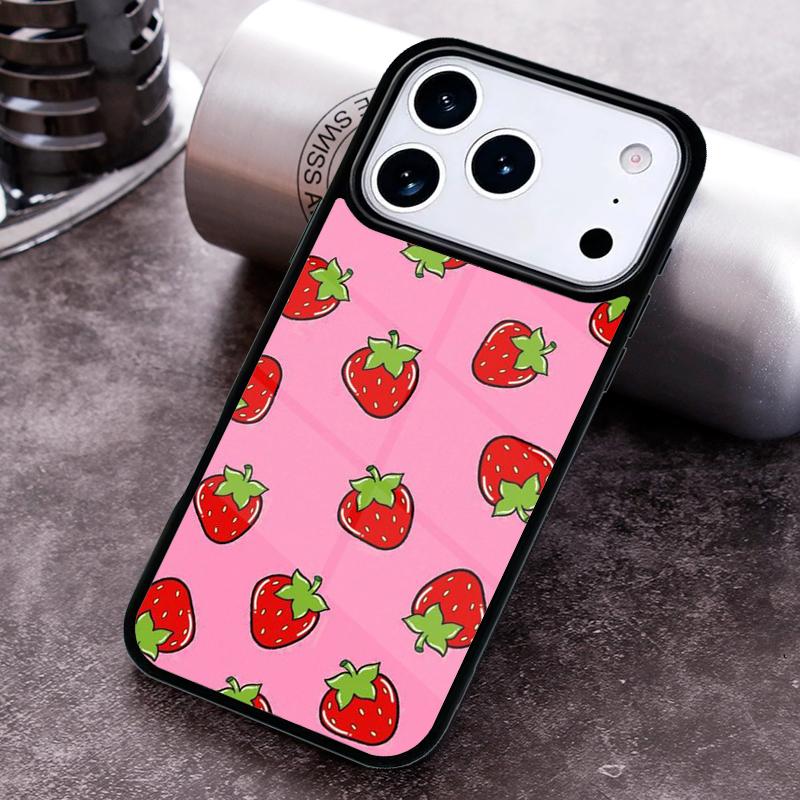 Cute Strawberry Phone Case For iPhone 17 16 15 14 13 12 11 Pro Max Plus 17Air Soft Silicone Cover