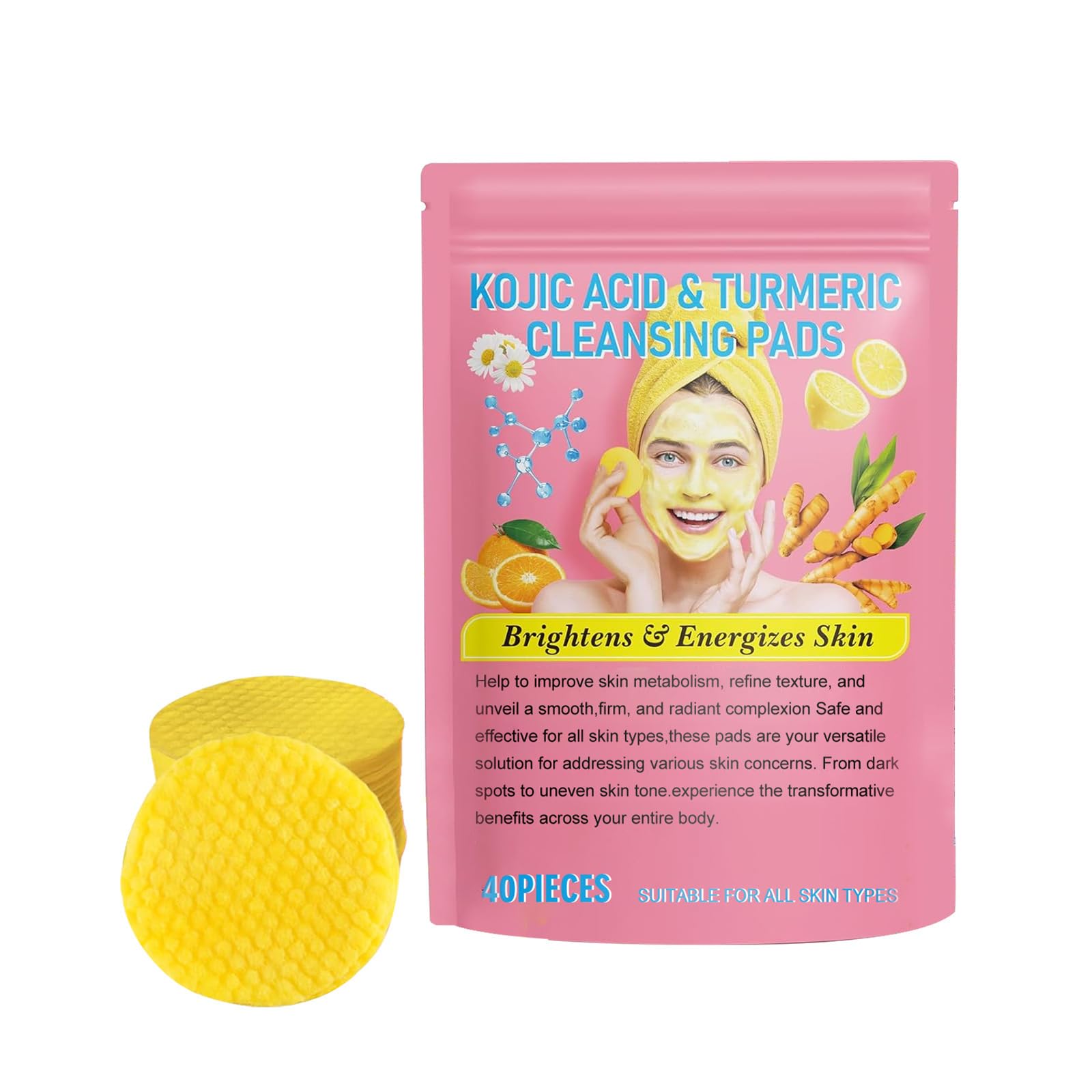 LIANGNISHI Turmeric Kojic Acid Cleansing Pad - Cleansing and Gentle Daily Skincare Moisturizing Skincare Cleansing Pad - 01