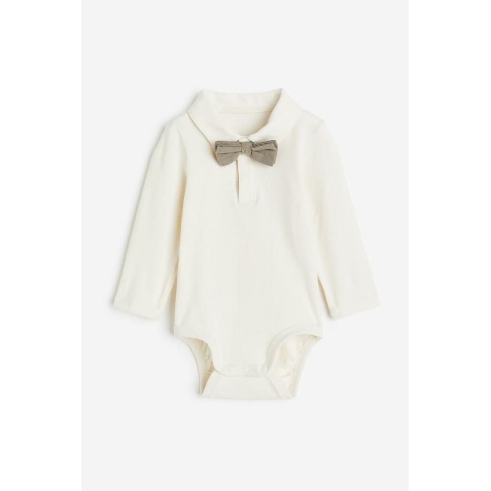 

Боди с галстуком-бабочкой H&M светло-бежевый/серо-коричневый