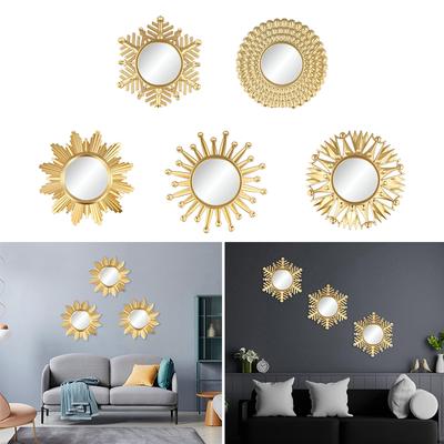 1PC/3PC Fondo nórdico Decoración de pared para sala de estar Dormitorio Espejo colgante dorado Espejo de pared redondo