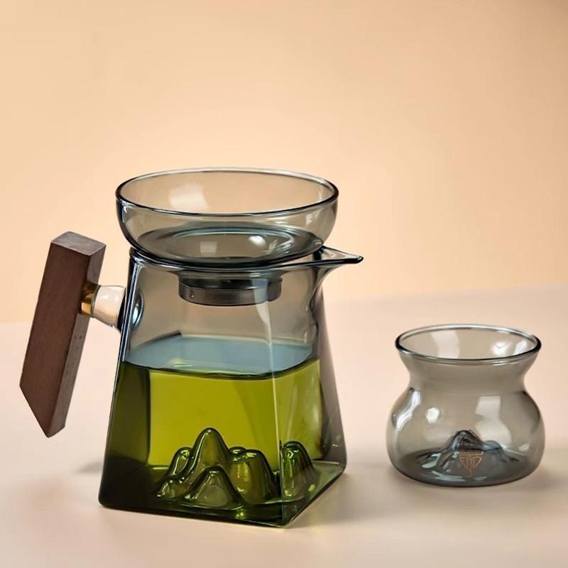 Tea Cup 350ml Pyrex Tea Set Accessories Chinese Kung Fu Cup With Handle Fair Cup Handmade Teapot Filter Tea Set